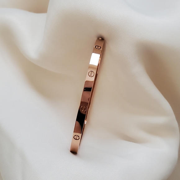 Bracelet 18k Rose Gold Filled Slim Model Version Screw Bangle Love - Picture 5 of 11